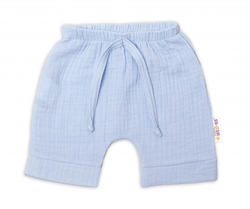 Baby Nellys 2-dílná mušelínová soupravička, tričko + kraťasky BOY, světle modrá