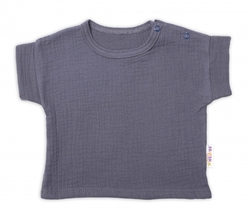 Baby Nellys 2-dílná mušelínová soupravička, tričko + kraťasky BOY, granát
