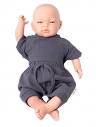 Baby Nellys 2-dílná mušelínová soupravička, tričko + kraťasky BOY, granát