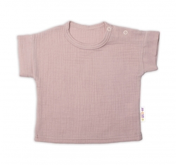 Baby Nellys 2-dílná mušelínová soupravička, tričko + kraťasky BOY, béžová