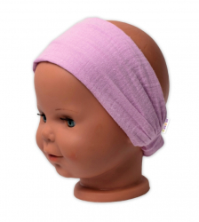 Lehká mušelínová čelenka Bandana, růžová, vel. 104/110