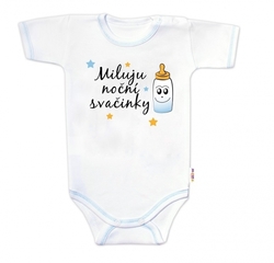 Body krátký rukáv s vtipným textem Baby Nellys, Miluju noční svačinky, kluk