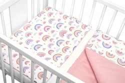 Baby Nellys 2-dílné bavlněné povlečení - Duha, pastelová s potiskem/pudrová