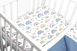 Baby Nellys 2-dílné bavlněné povlečení - Duha, pastelová s potiskem/modrá