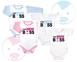 Body dlouhý rukáv s vtipným textem Baby Nellys, The New Boss, holka