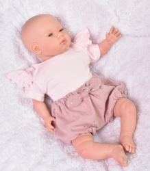Baby Nellys Mušelínové letní kraťasky Stars s mašličkou, pudrové, vel. 92/98