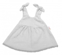 Baby Nellys Letní lehoučké mušelínové šaty Summer Stars - šedé