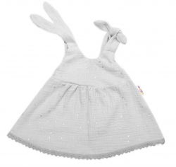 Baby Nellys Letní lehoučké mušelínové šaty Summer Stars - šedé