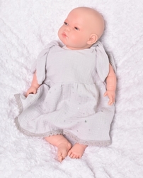 Baby Nellys Letní lehoučké mušelínové šaty Summer Stars - šedé