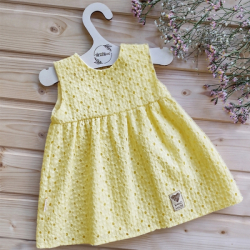 Baby Nellys Lehké Handmade šatičky Madeira, žluté, vel. 104