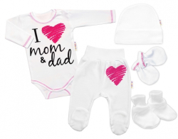 5-ti dílná soupravička do porodnice I love mom & dad, holka
