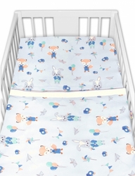 Baby Nellys 6-ti dílná výhod. sada s dárkem pro miminko, 120x90 Liška a zajíc, modrá