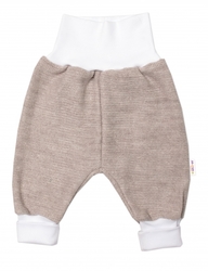 Baby Nellys 3-dílná souprava Hand made, pletený kabátek, kalhoty a botičky, béžová