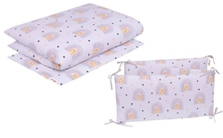 Baby Nellys 3-dílná sada Mantinel s povlečením Rainbow, bílá s potiskem