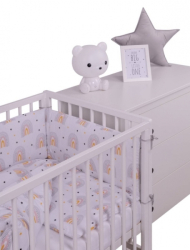 Baby Nellys 3-dílná sada Mantinel s povlečením Rainbow, bílá s potiskem