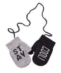 Dětské zimní vlněné rukavičky se šňůrkou - COOL STAY šedé/černé 