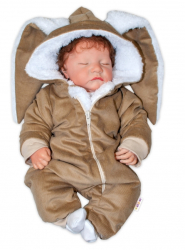 Baby Nellys Manšestrová kombinézka/overálek s kožíškem Cute Bunny - modrá