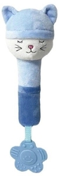 Plyšová pískací hračka s kousátkem - SPÍCÍ KOČIČKA modrá - Tulilo