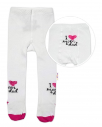 Baby Nellys Bavlněné punčocháče I love mom & dad - růžové, vel. 80/86