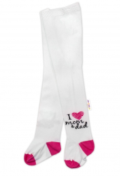 Baby Nellys Bavlněné punčocháče I love mom & dad - růžové, vel. 80/86