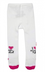 Baby Nellys Bavlněné punčocháče I love mom & dad - růžové, vel. 80/86
