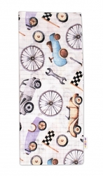 Plena bavlna potisk TETRA PREMIUM - RETRO CARS na bílém - 70x80cm