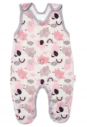 Baby Nellys 2-dílná sada, bavlněné dupačky s košilkou Sloníci, šedá