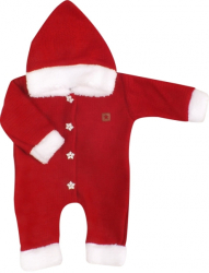 Z&Z Dětský pletený overálek s kapucí Baby Santa, červený, vel. 86