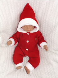 Z&Z Dětský pletený overálek s kapucí Baby Santa, červený, vel. 86
