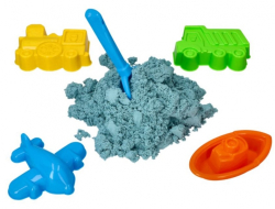 Kinetický písek - modrý - 2kg + formičky dopravní prostředky zdarma