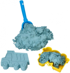 Kinetický písek - modrý - 2kg + formičky dopravní prostředky zdarma