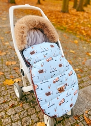 Baby Nellys Dětský fusak maxi PREMIUM Stroje, modrý - 110 x 50 cm