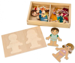 Dřevěná magnetická skládačka v oblékání - Holka a kluk, Adam Toys