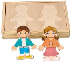 Dřevěná magnetická skládačka v oblékání - Holka a kluk, Adam Toys