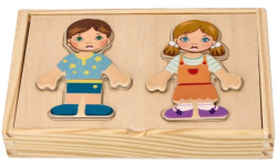 Dřevěná magnetická skládačka v oblékání - Holka a kluk, Adam Toys