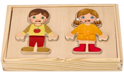 Dřevěná magnetická skládačka v oblékání - Holka a kluk, Adam Toys