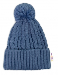 Zimní čepice s bambulí + komínek Baby Nellys - modrá, jeans, vel. 48-52cm