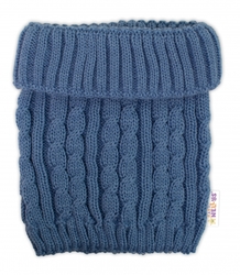 Zimní čepice s bambulí + komínek Baby Nellys - modrá, jeans, vel. 48-52cm