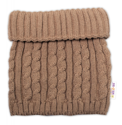 Zimní čepice s bambulí + komínek Baby Nellys - béžová, vel. 48-52cm