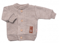 5-dílná pletená sada Baby Nellys, Boy, body, kalhoty, svetr, čepička, motýlek - béžová
