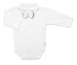 5-dílná pletená sada Baby Nellys, Boy, body, kalhoty, svetr, čepička, motýlek - béžová
