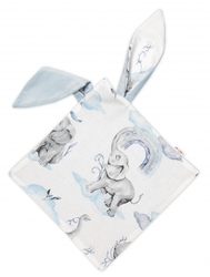 6-ti dílná výhod. sada s dárkem pro miminko Baby Nellys, 120x90 Slon a duha, modrá/bílá