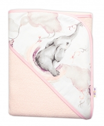 6-ti dílná výhod. sada s dárkem pro miminko Baby Nellys, 120x90 Slon a duha, růžová/bílá
