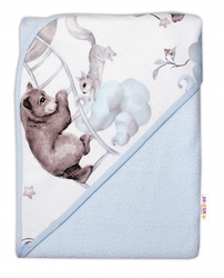 6-ti dílná výhod. sada s dárkem pro miminko Baby Nellys, 120x90 Zvířátka na mráčku, modrá