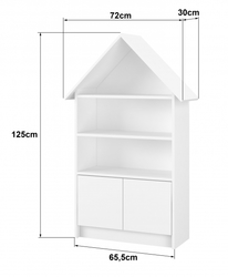 Dřevěná knihovna/skříň na hračky NELLYS Domeček, bílá