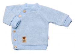 Dětský pletený svetřík s knoflíčky, zap. bokem, Hand Made Baby Nellys, modrý