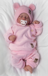 Pletená bavlněná čepice s oušky, dvouvrstvá, Hand Made Baby Nellys, růžová