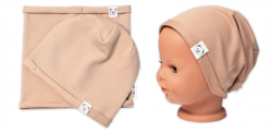 Čepice s nákrčníkem bavlna, Little Bear, Baby Nellys, béžová