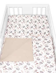 Mantinel s povlečením, 3dílná sada Louka, Baby Nellys, béžová/hnědá