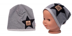 Dětská čepice bavlna, Baby Star, Baby Nellys, šedá